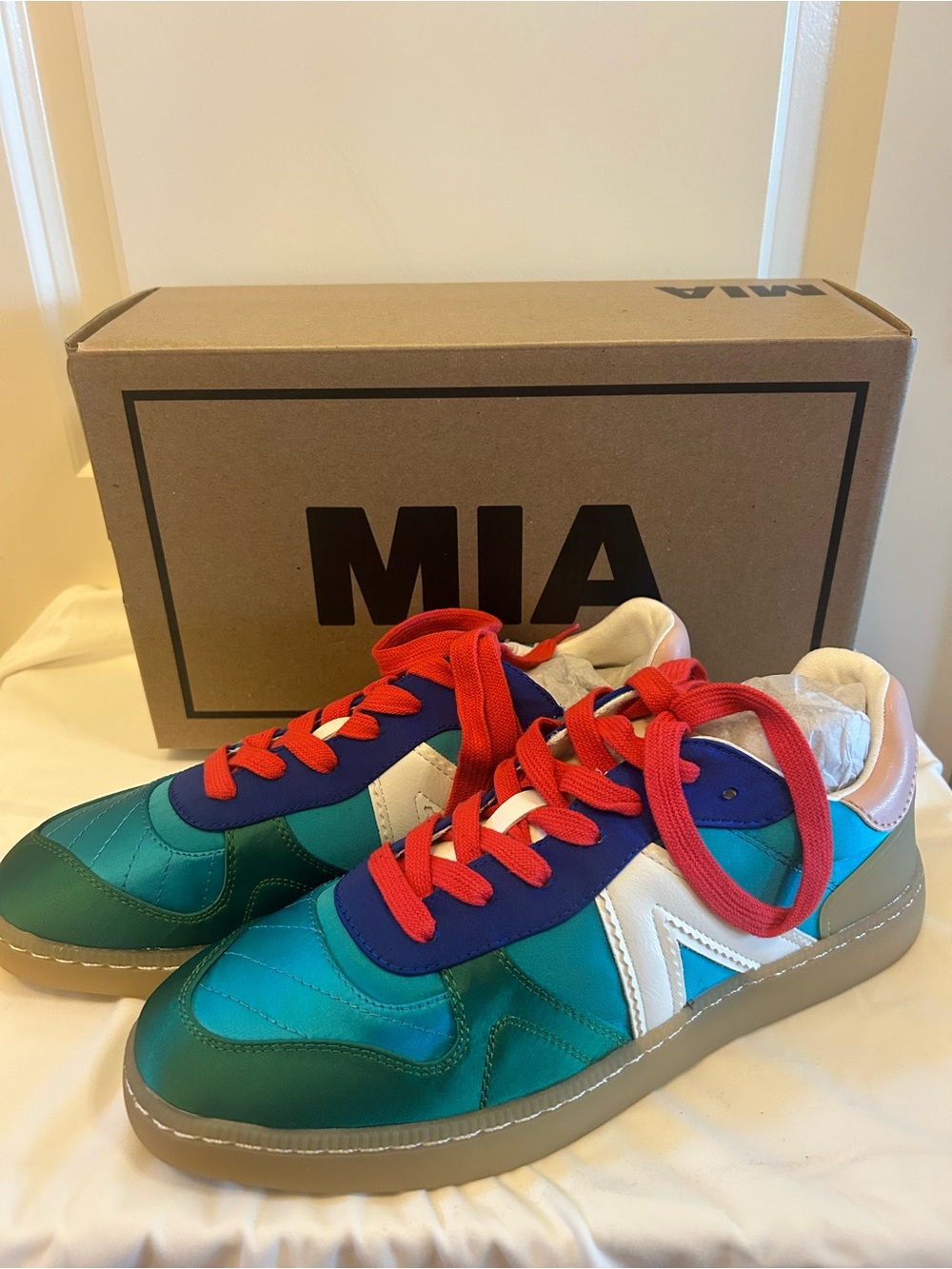 MIA Kids Teal & Blue Sneakers with Red Laces
